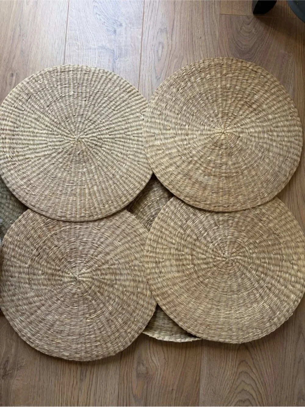 Round Woven Placemats with Storage Case – Set of 4